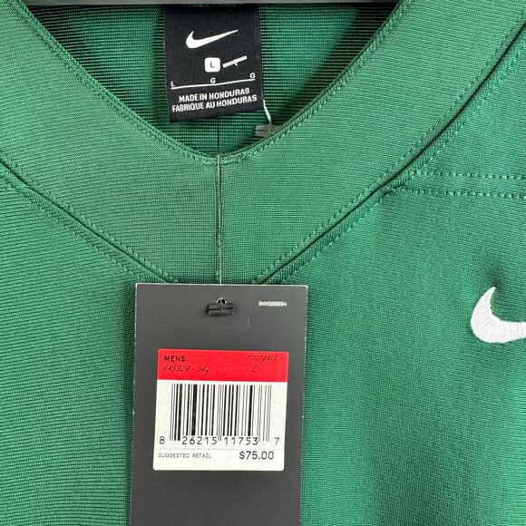 New Nike Football V Neck Short Sleeve Jersey Mens Size Large 845929-342 Green - Picture 2 of 6